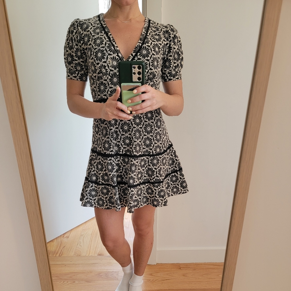 Aqua summer black and white mini dress